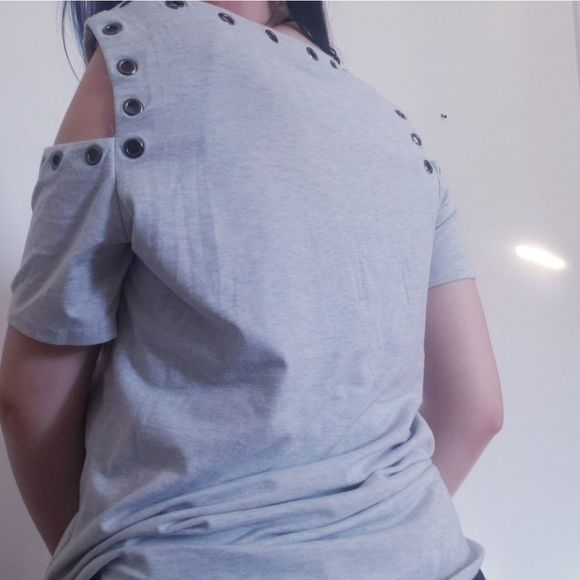 Strazzi Open Shoulder Grey Top - Picture 3 of 8